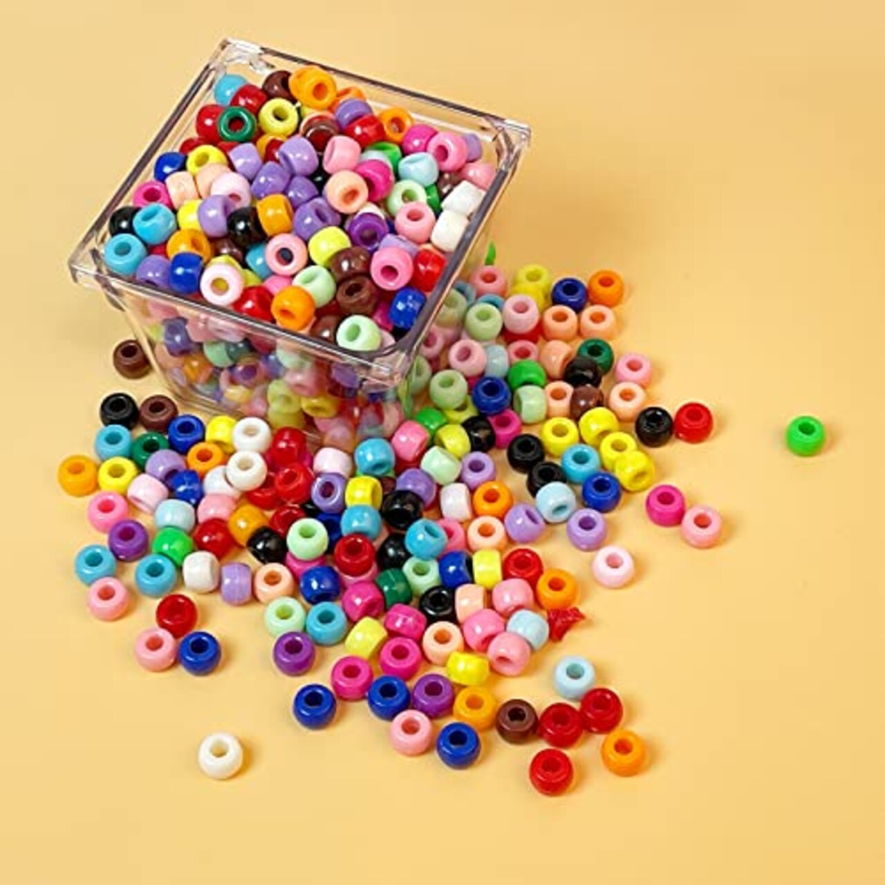 1200 Pieces Pony Beads Plastic Beads for Bracelet Making, Multi-Colored Beads for Hair Braiding, DIY Crafts, Kandi Jewelry, Key Chains and Ornaments Decorations 24 Assorted Colors